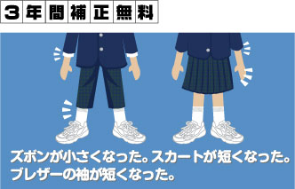 ズボン・スカートの丈が短くなった。学生服・セーラー服の袖が短くなった。